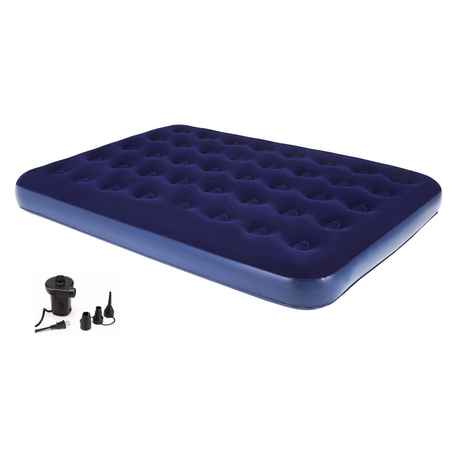 Full Size Blue PVC Air Mattress with Electric Pump