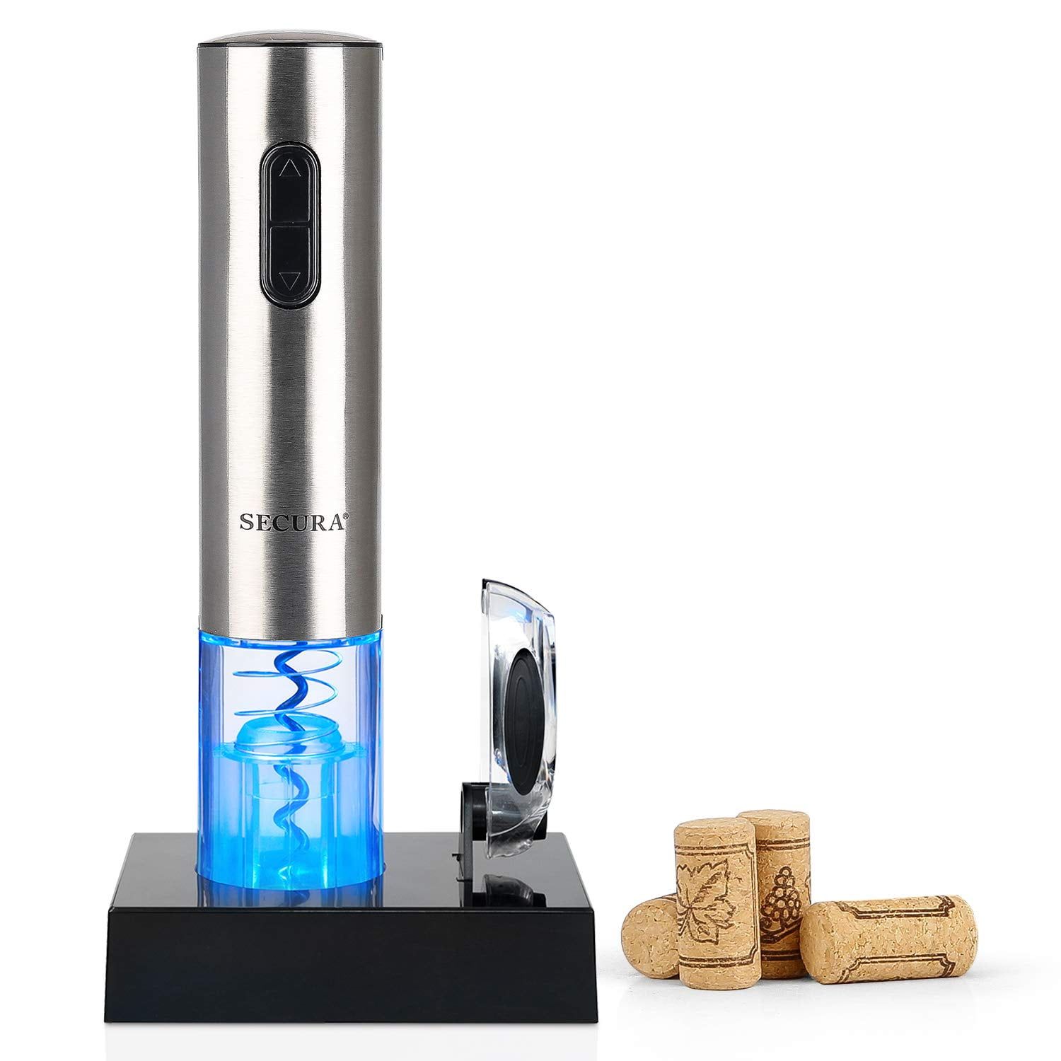 Stainless Steel Rechargeable Electric Wine Opener with LED Base