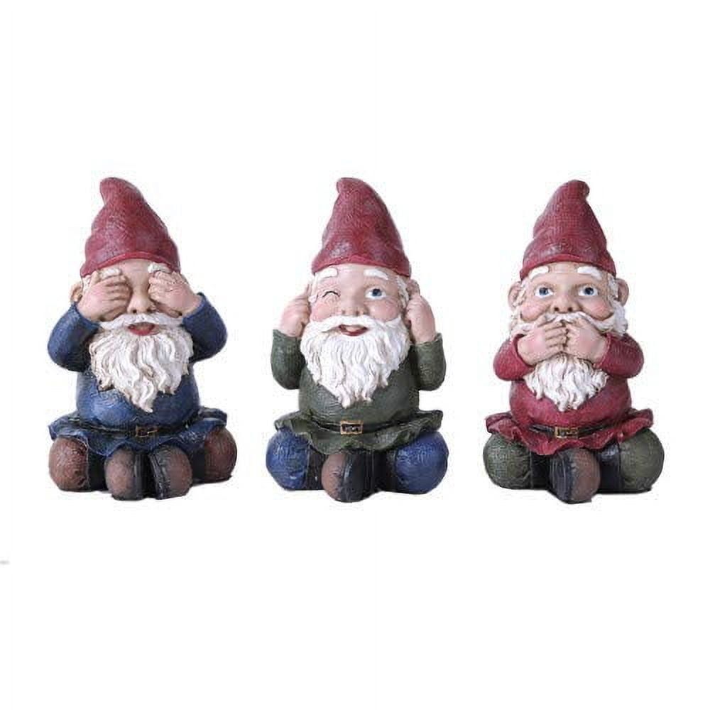 See Hear Speak No Evil Resin Gnome Figurines Set