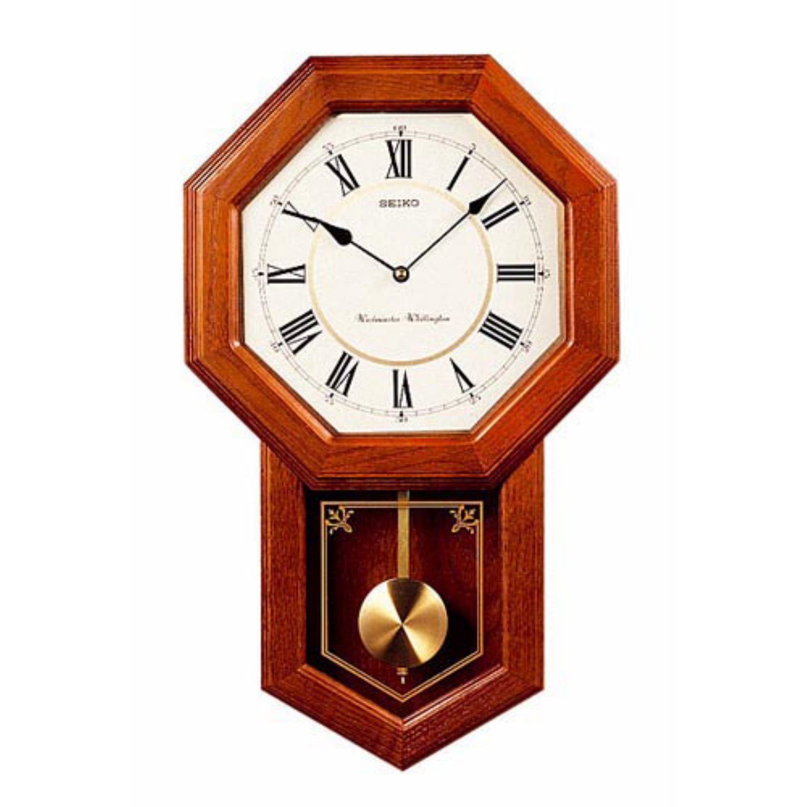 Seiko Dark Brown Oak Schoolhouse Wall Clock with Chime