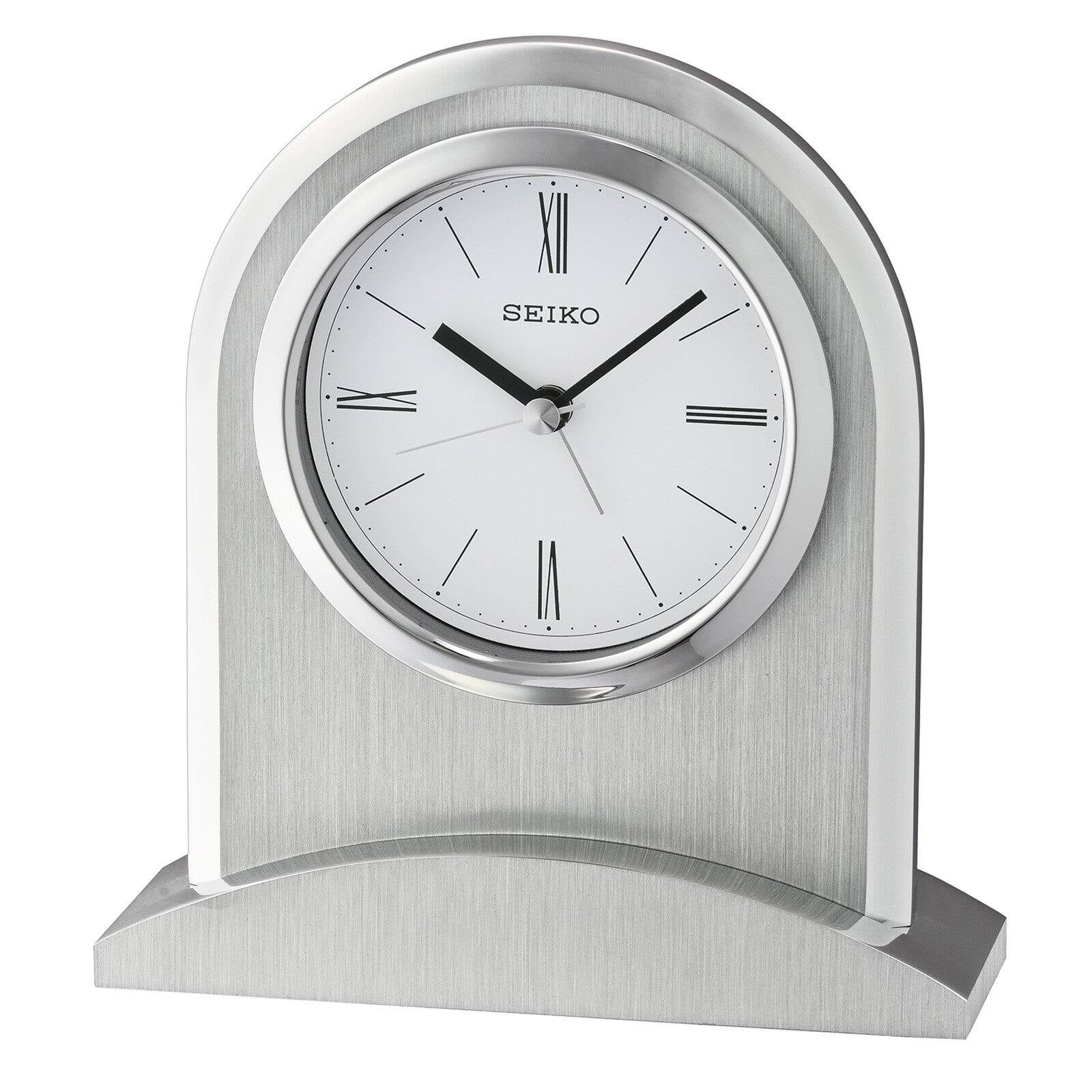 Seiko Silver and White Executive Desk Alarm Clock