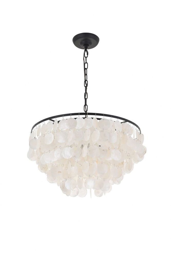 Selene Black 4-Light Pendant with Brass Accents