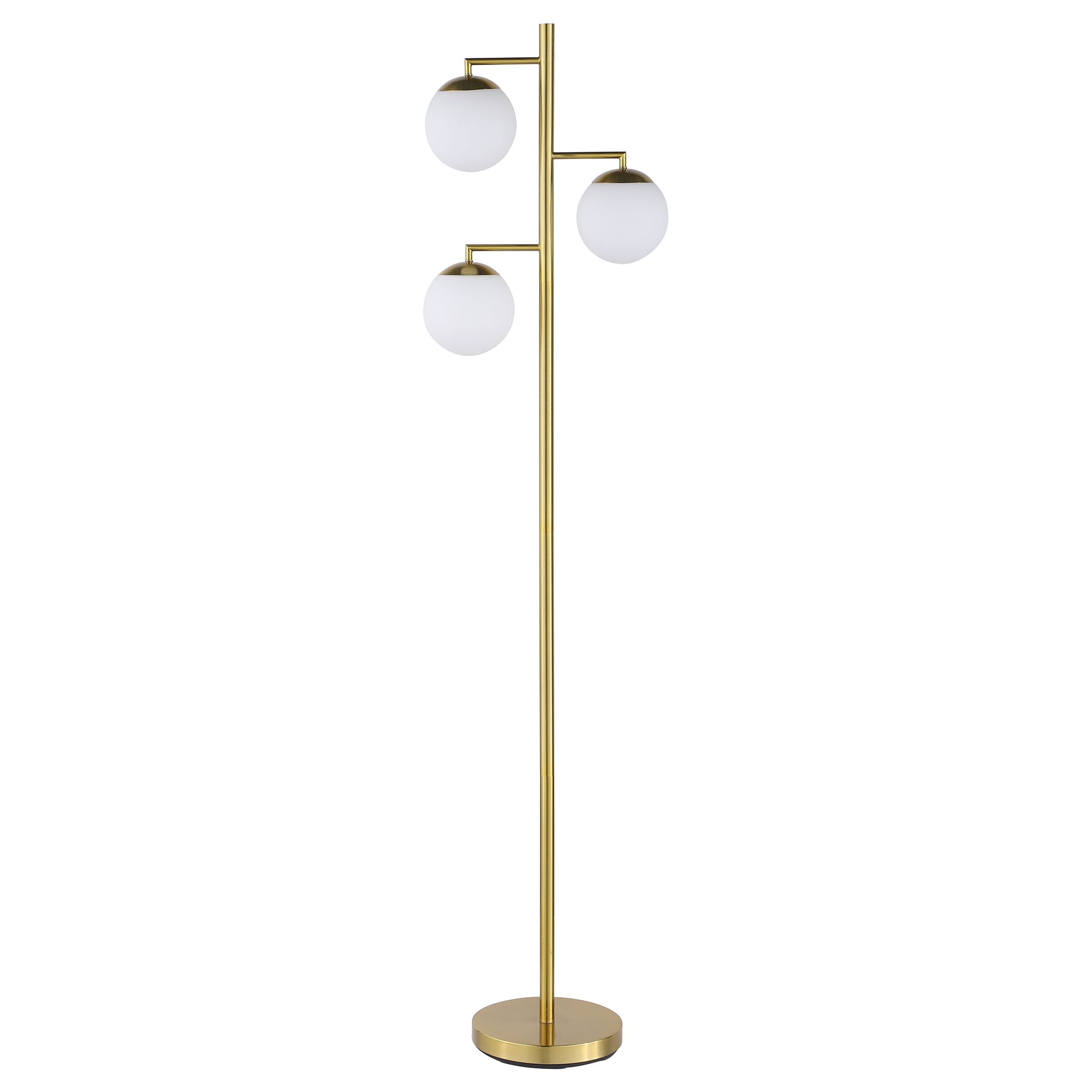 Gold Trio Floor Lamp with Frosted Glass Shades