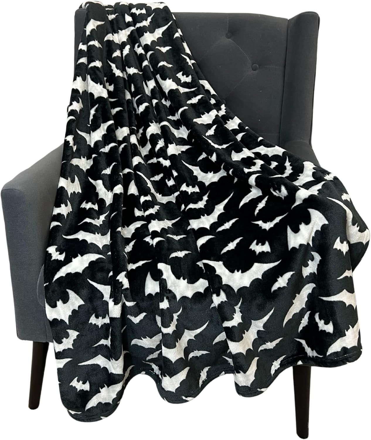 Halloween Black and Silver Fleece Throw Blanket 50" x 70"