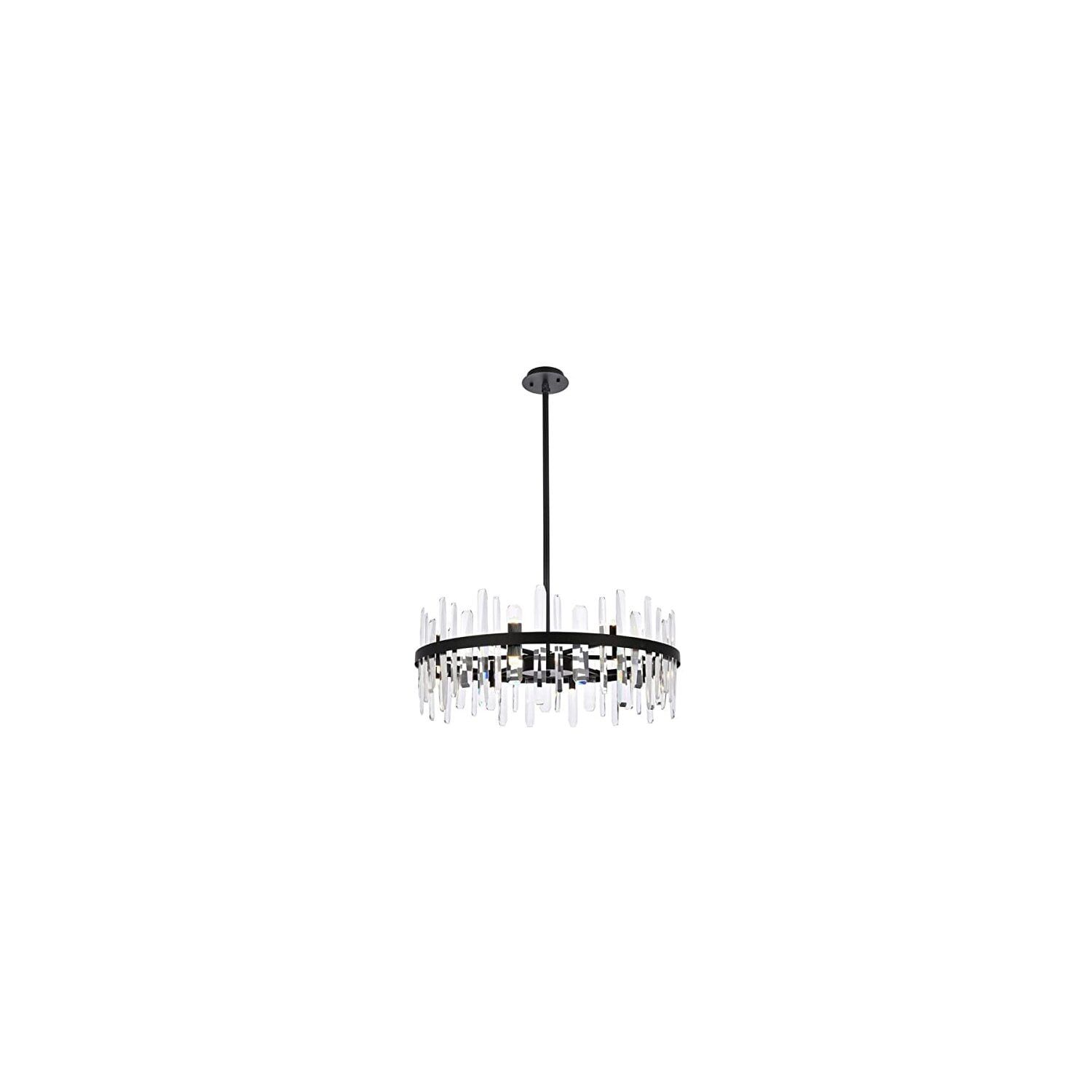 Serena Black 32" Crystal Round Chandelier with Royal Cut Prisms