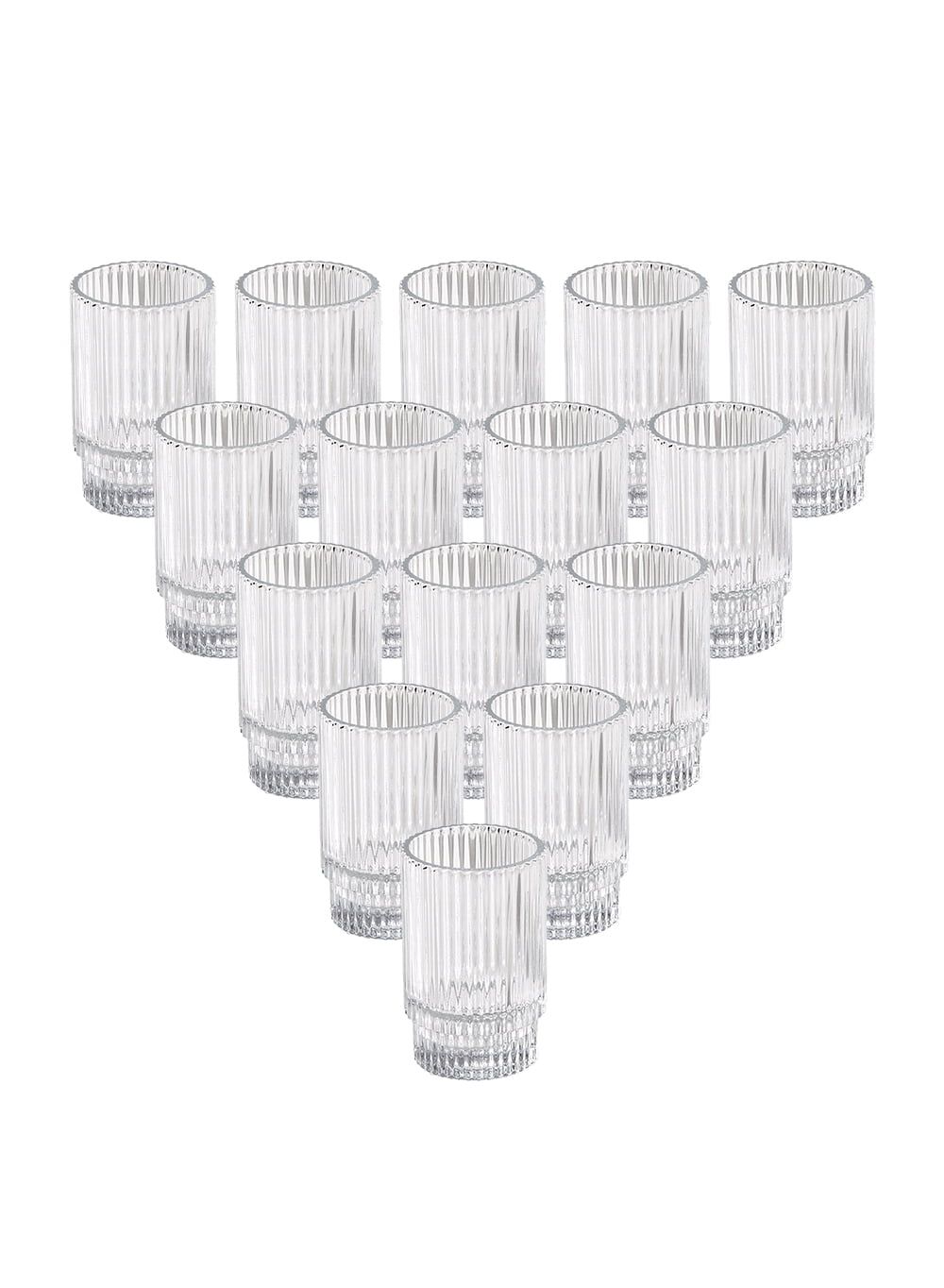 Clear Ribbed Glass Votive Candle Holders, Set of 32