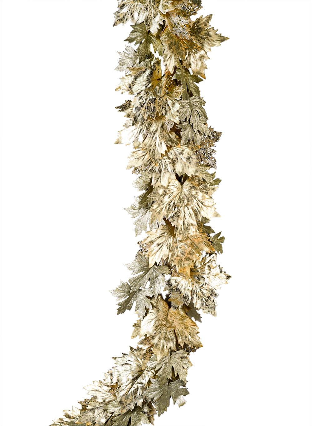 74" Glitter Gold Maple Leaf Faux Fall Garland