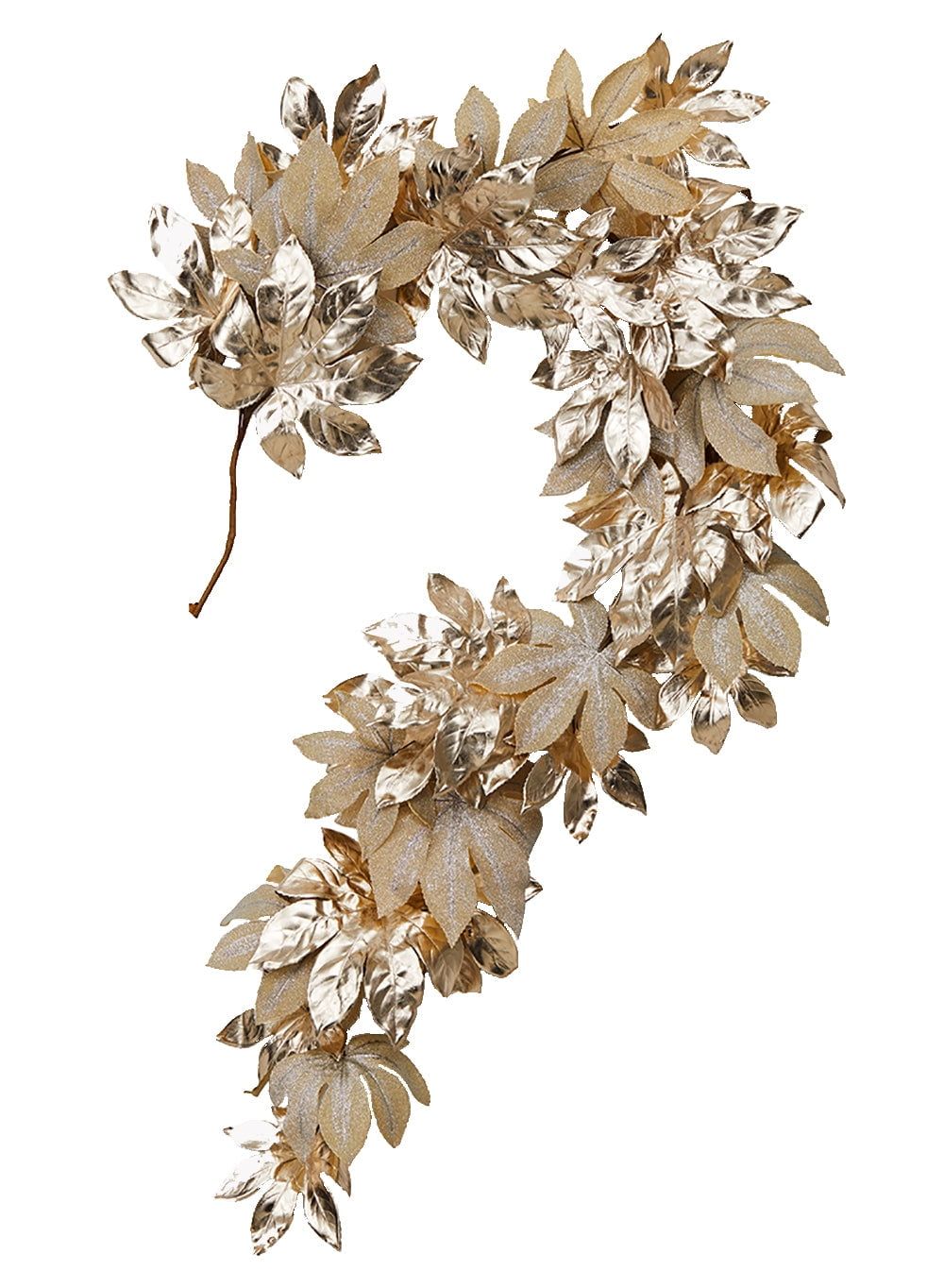 72" Gold and Silver Glitter Leaf Garland