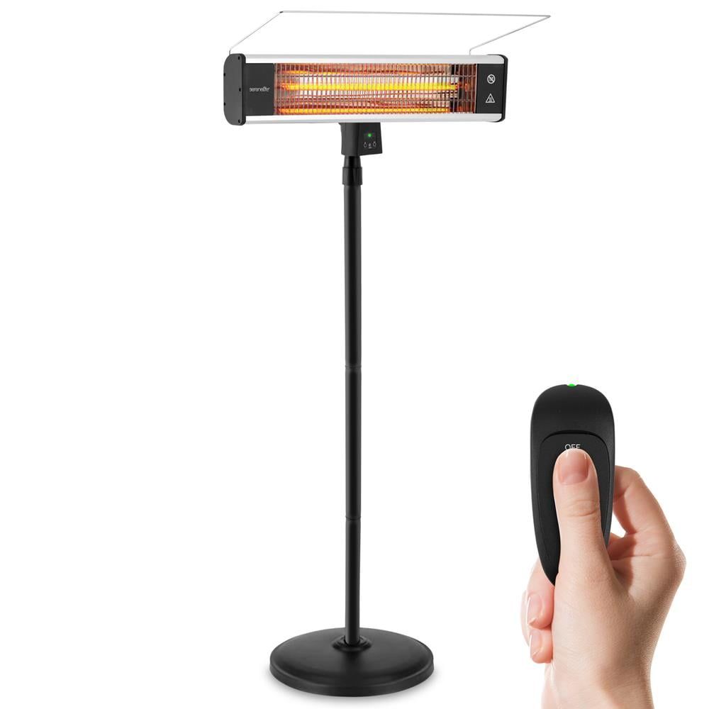 Black Adjustable Electric Infrared Patio Heater with Remote Control