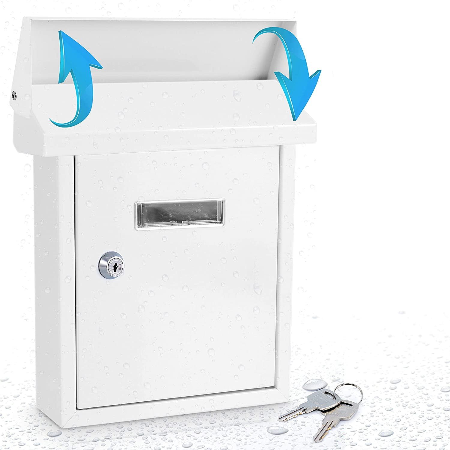 White Steel Lockable Wall Mount Mailbox with Window