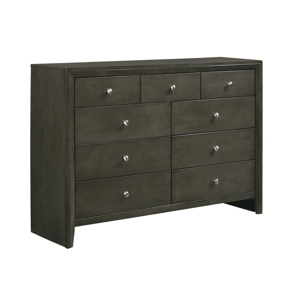 Gray Transitional 9-Drawer Dresser with Dovetail Construction