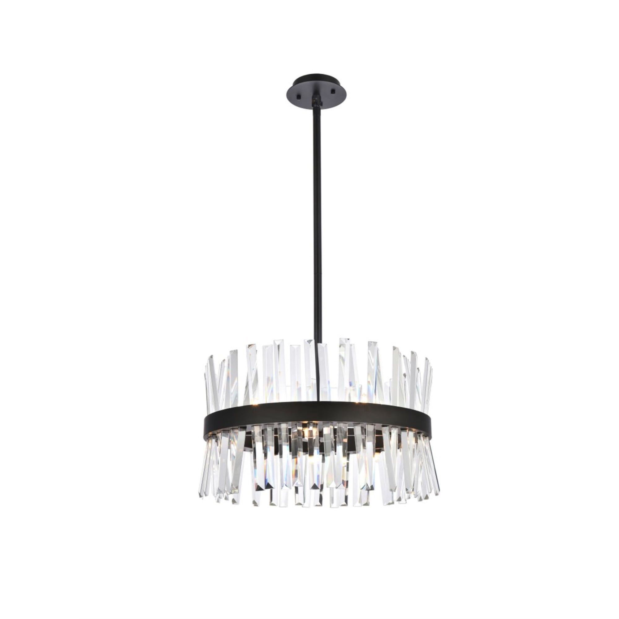 Serephina 20" Black Crystal Round LED Pendant Light