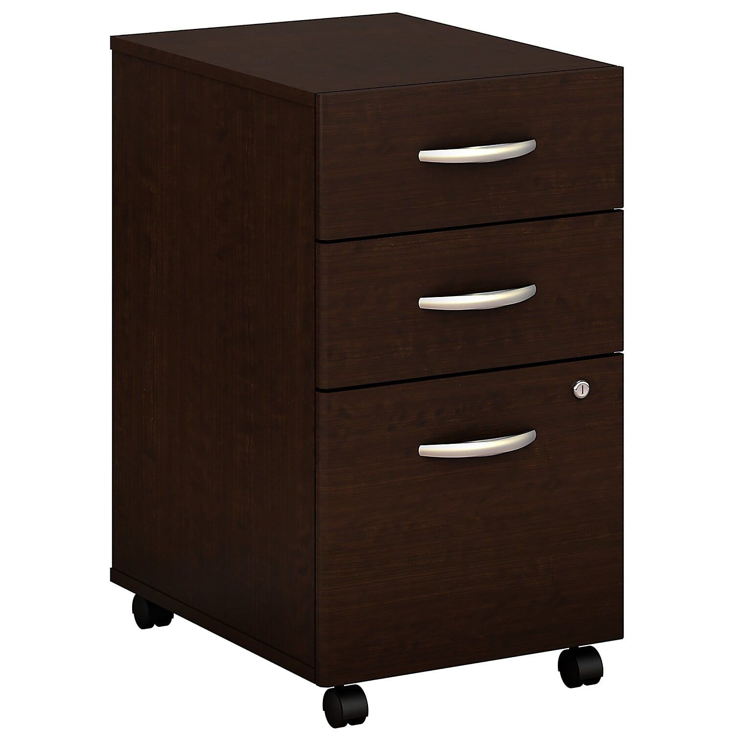 Mocha Cherry 3-Drawer Mobile Pedestal File Cabinet with Key Lock