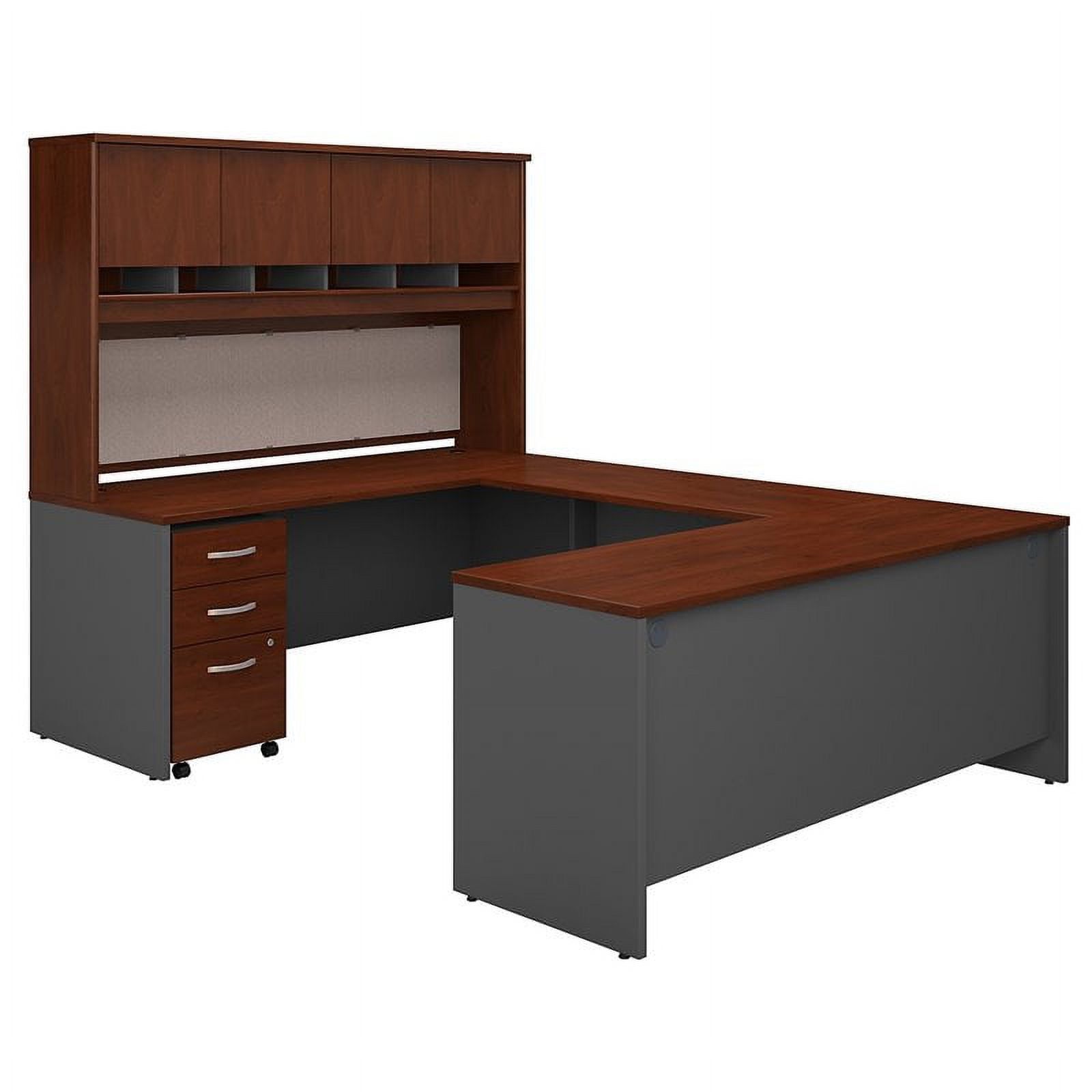 Hansen Cherry and Graphite Gray U-Shaped Executive Desk with Hutch