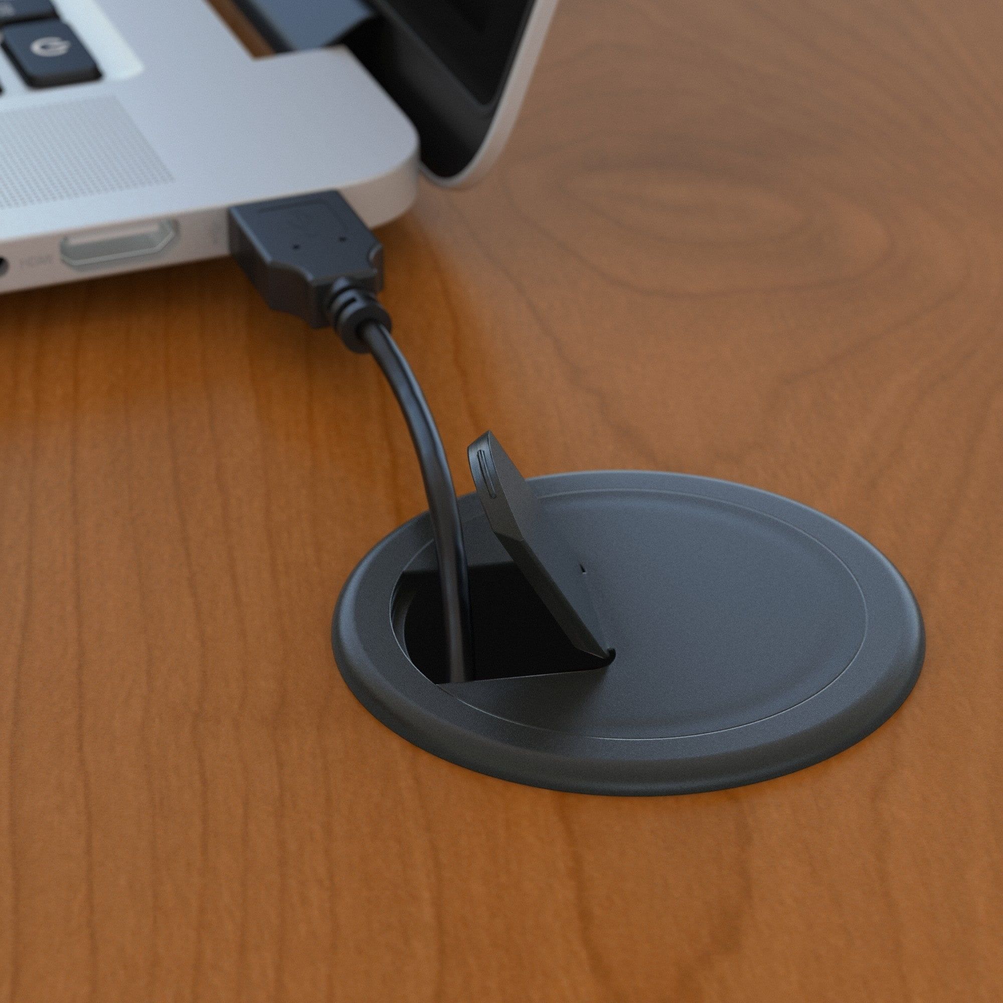 Natural Cherry and Gray L-Shaped Desk with File Cabinet