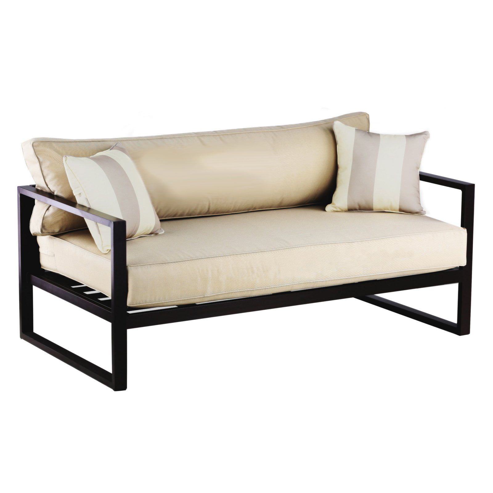 Catalina Bronze Metal Outdoor Sofa with Beige Cushions