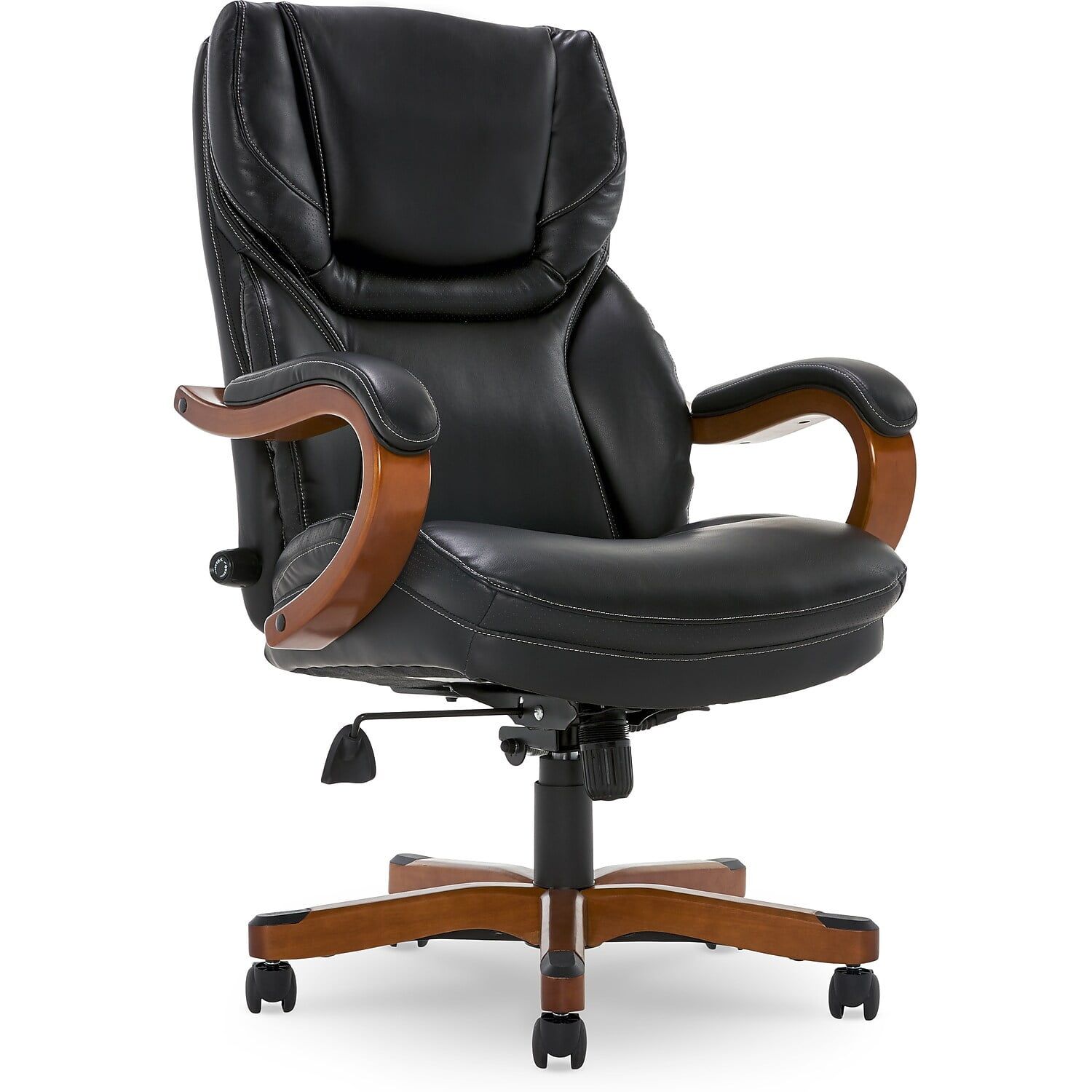 Ergonomic High-Back Swivel Executive Chair in Black Bonded Leather