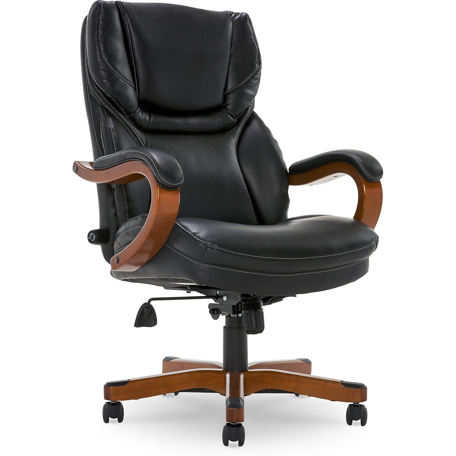 Ergonomic High-Back Swivel Executive Chair in Black Bonded Leather