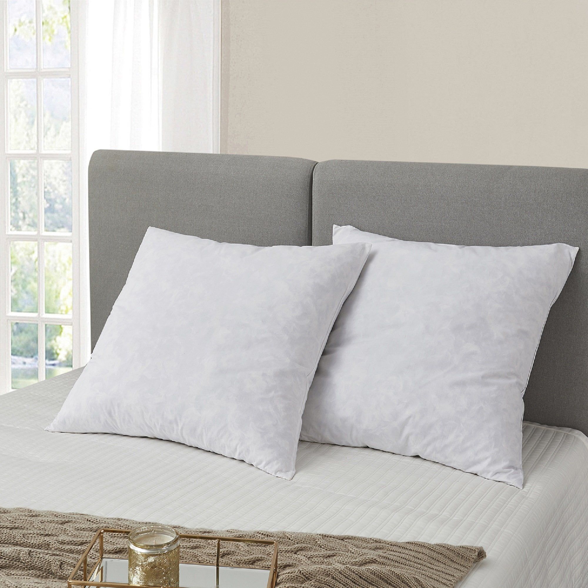 Serta Hypoallergenic Feather & Down 26" Euro Square Pillow 2-Pack, Gray