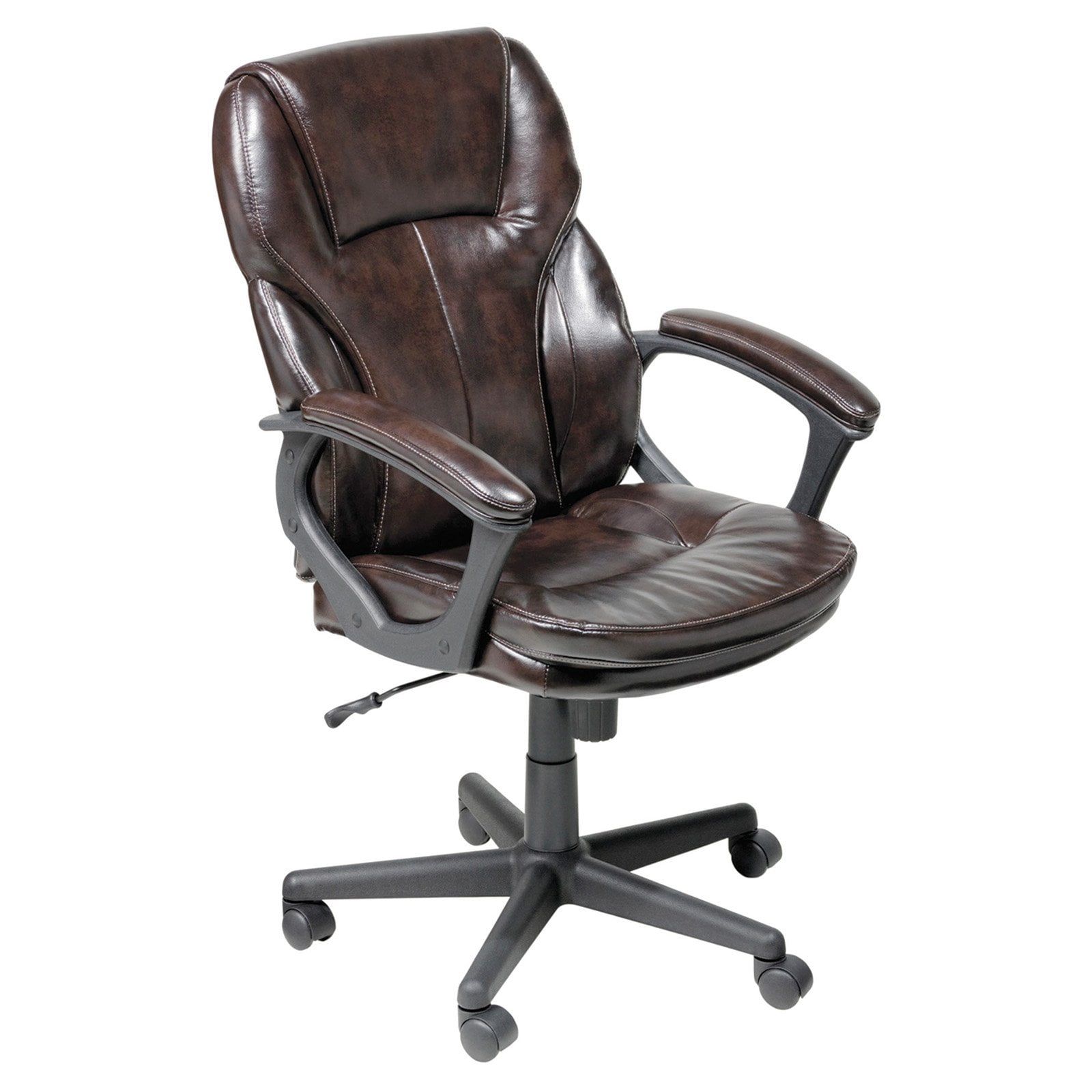 Roasted Chestnut Brown Leather Swivel Office Chair