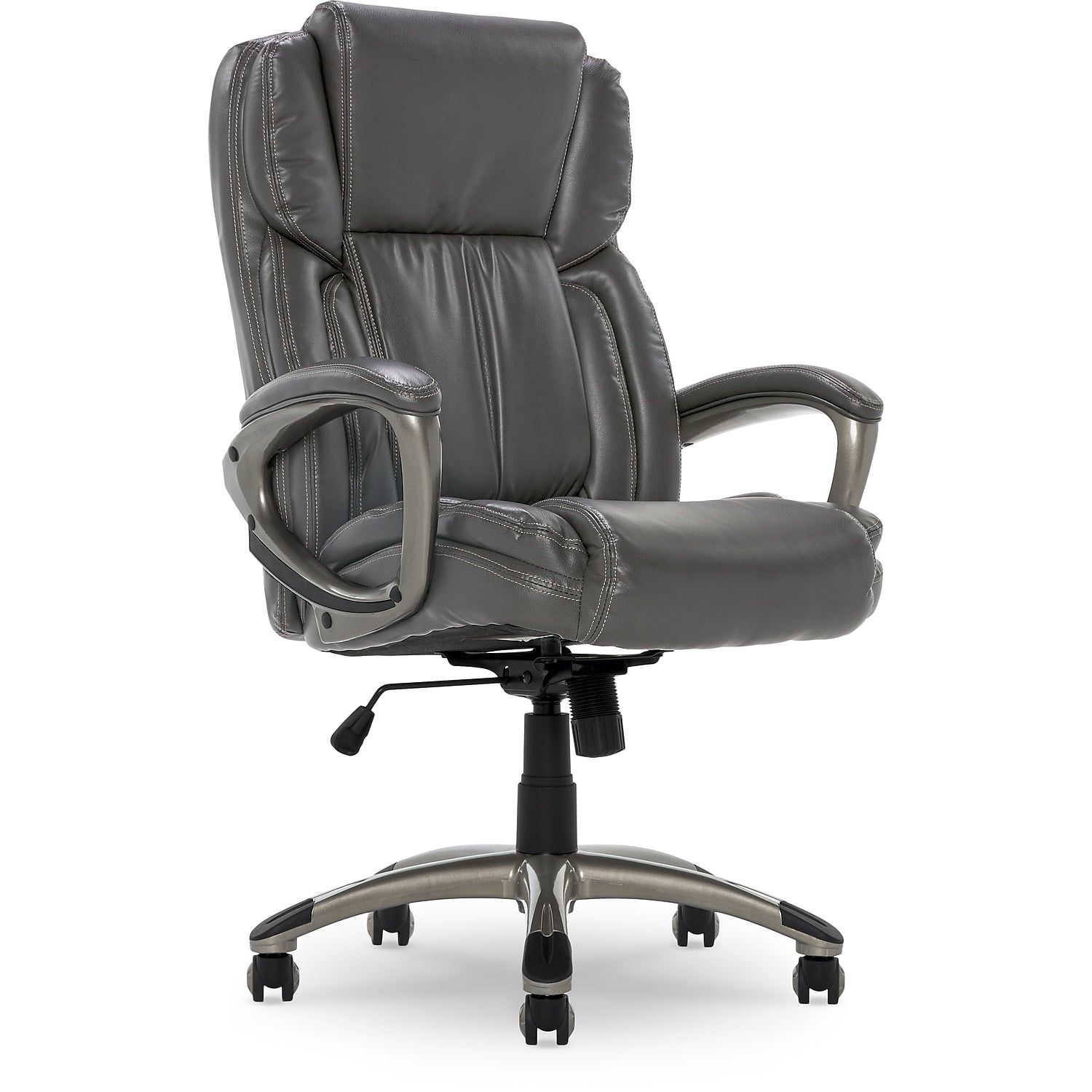 Harvard Gray Faux Leather High-Back Executive Swivel Chair