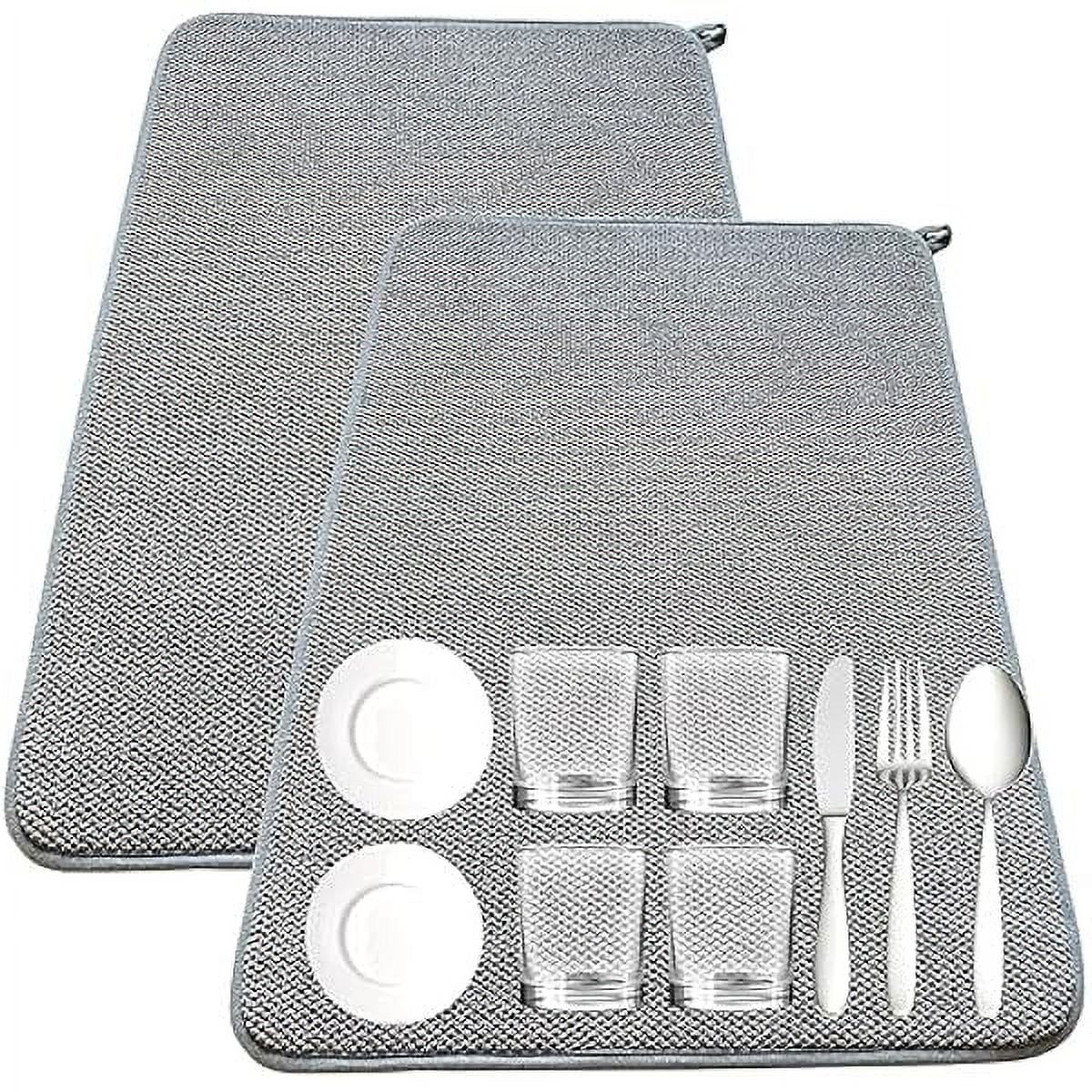 Set of 2 Large Gray Microfiber Foldable Dish Drying Mats