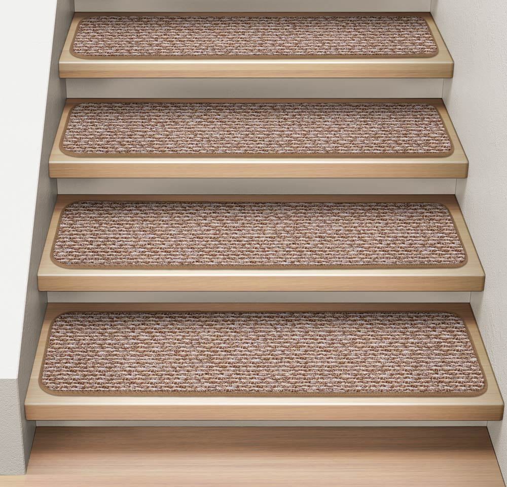 Set of 15 Praline Brown Olefin Carpet Stair Treads - 8" x 27"