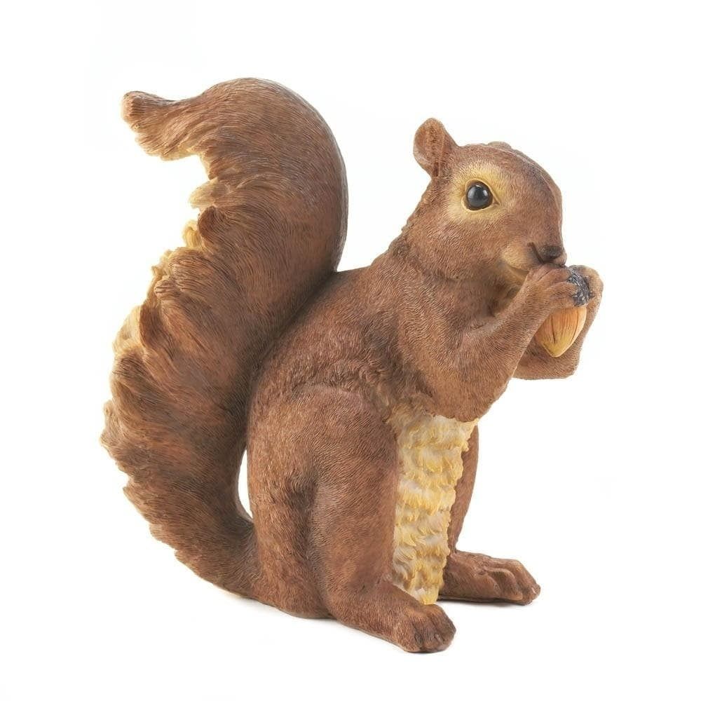 Set of 2 Brown Polyresin Nibbling Squirrel Garden Statues