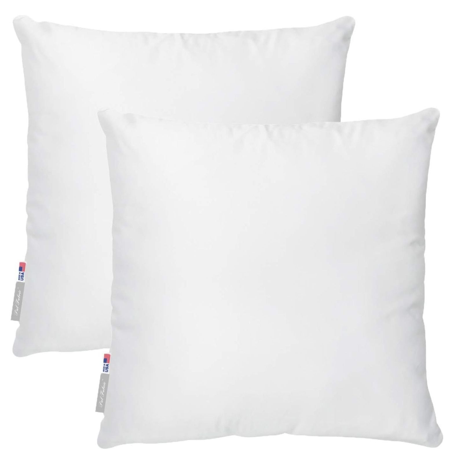 22x22 White Polyester Fiber Throw Pillow Inserts, Pack of 2