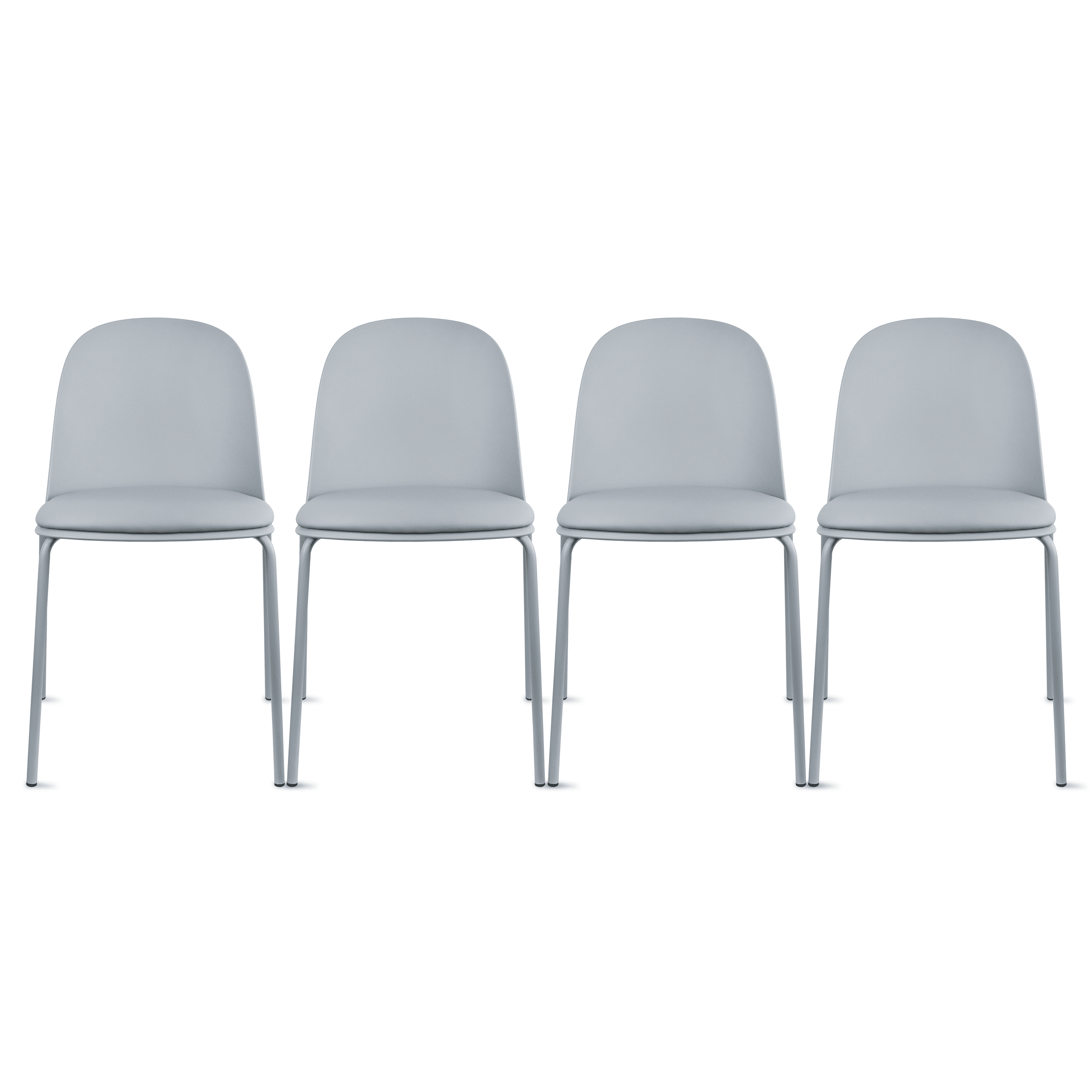 Set of 4 Gray Faux Leather and Metal Dining Side Chairs