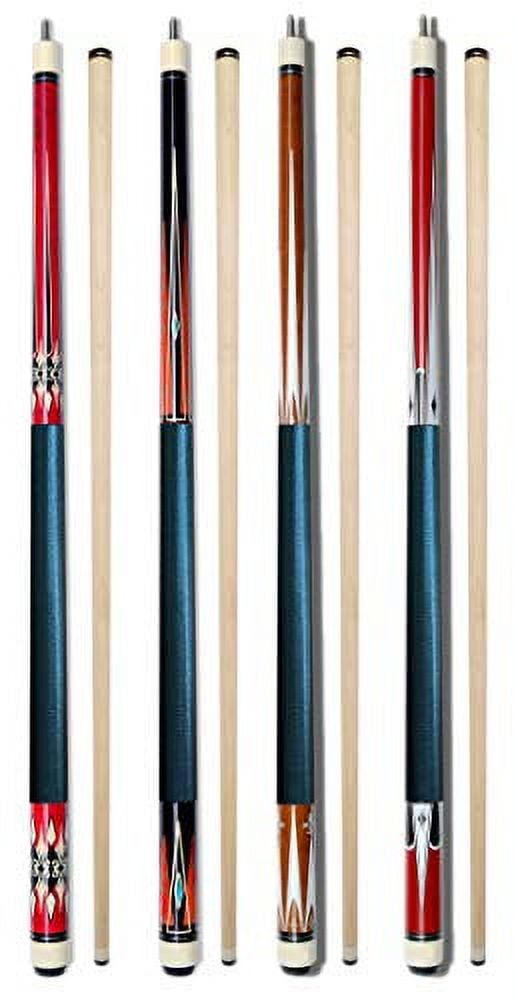 58" Maple Wood Billiard Cue Stick Set with Overlay