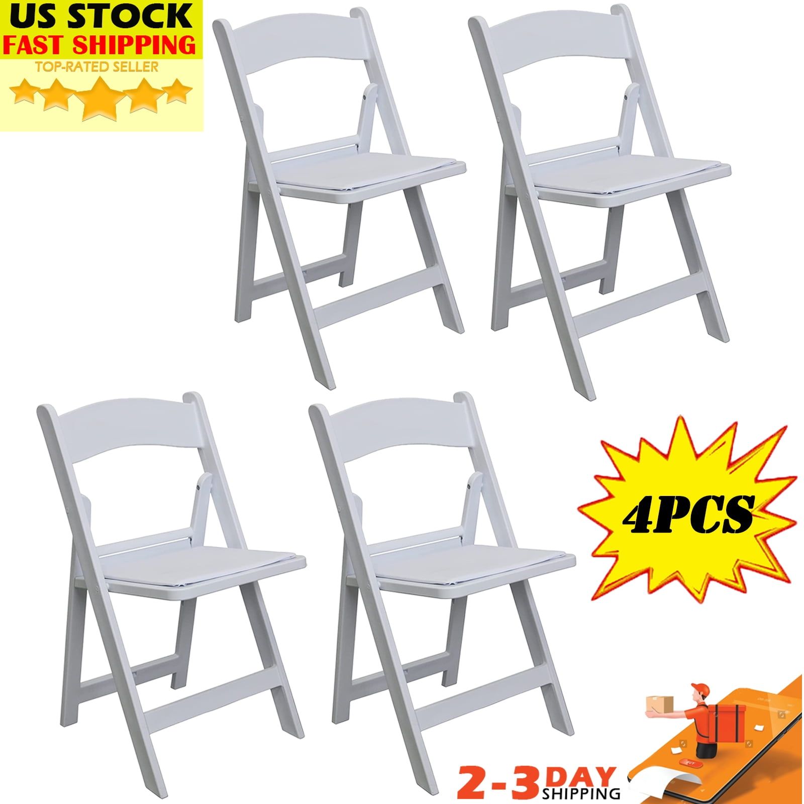 White Resin Padded Folding Event Chairs, Set of 4