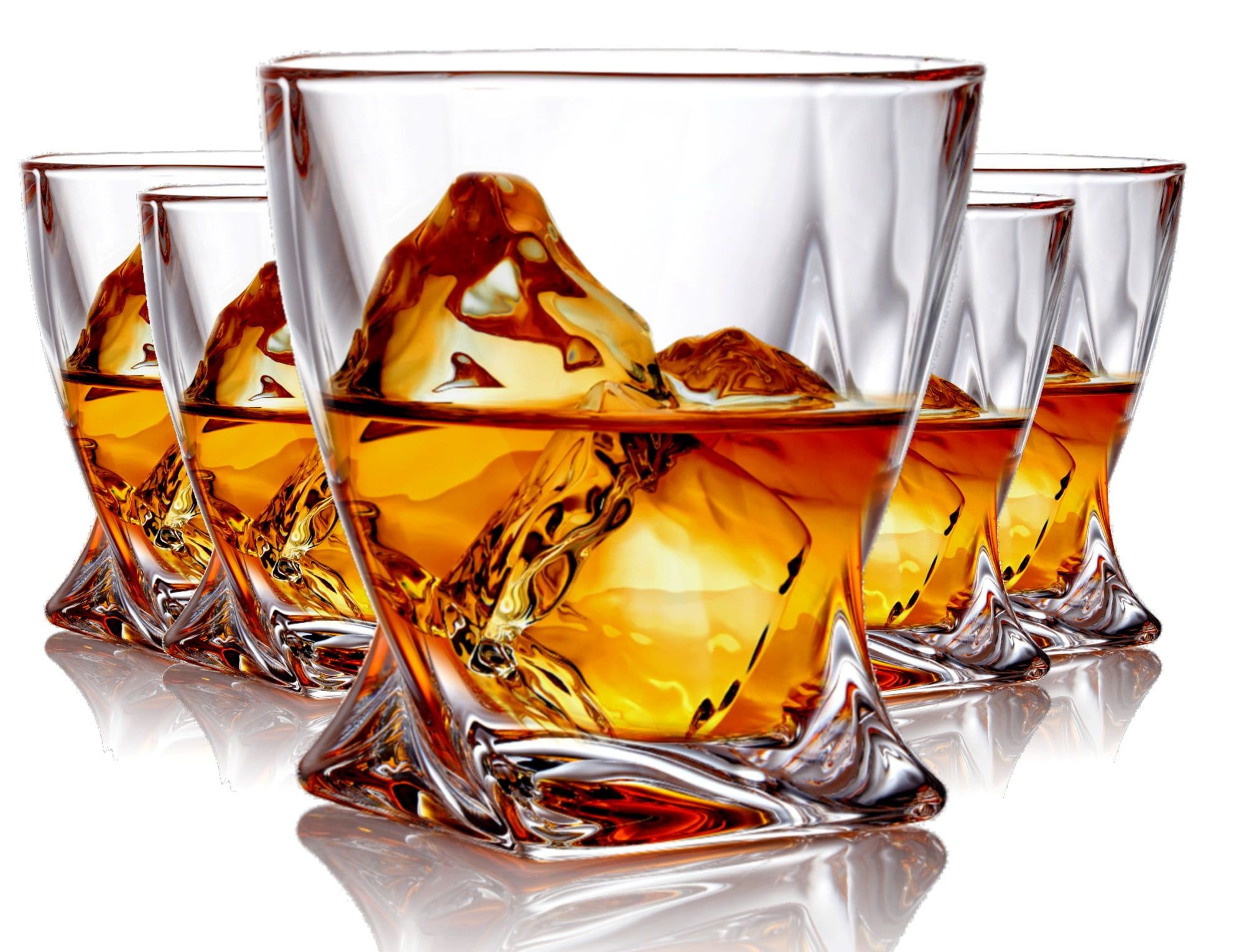 Set of 6 Clear Crystal Twist Whiskey Glasses 10 Ounce