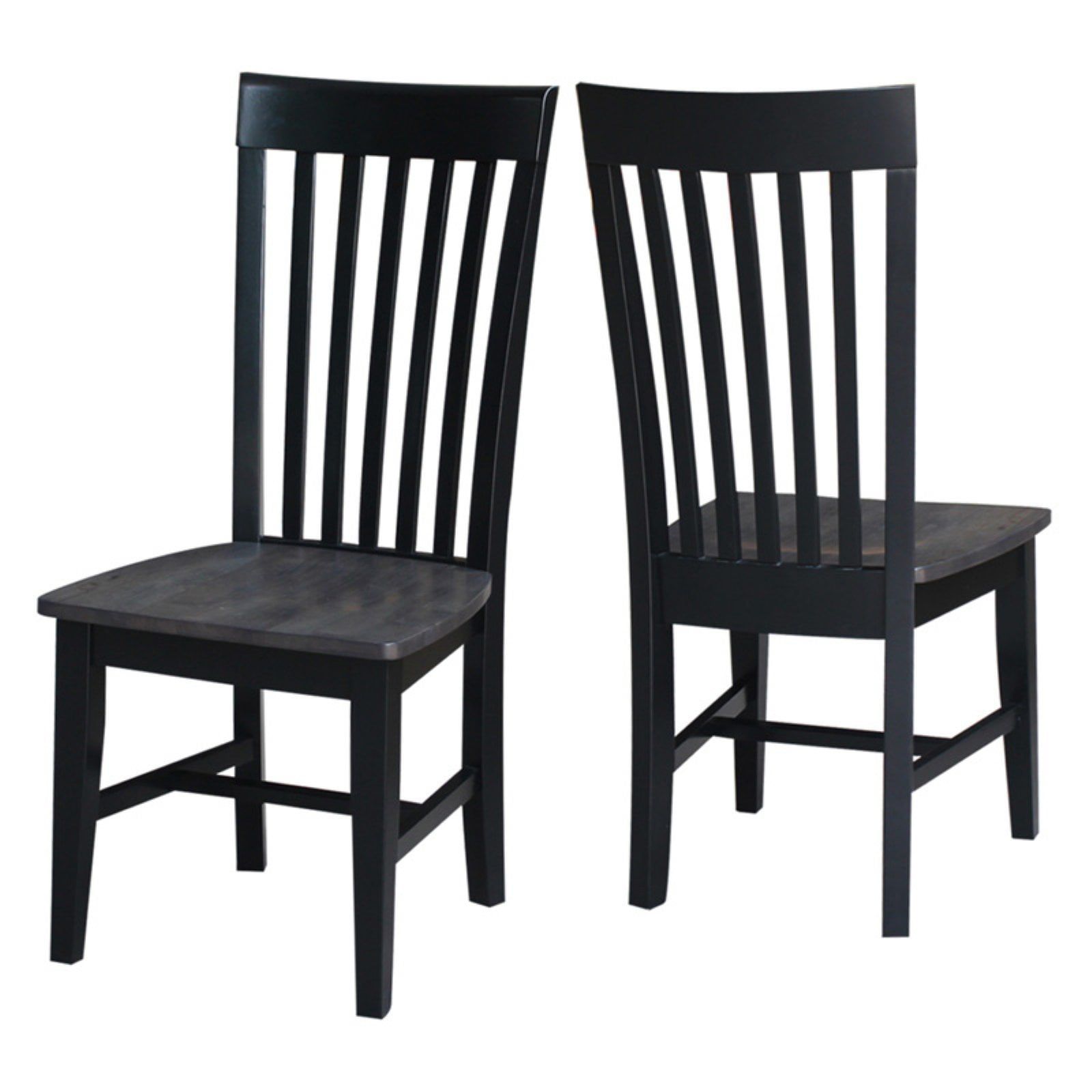 Cosmo High Slat-Back Solid Wood Side Chair in Coal Black