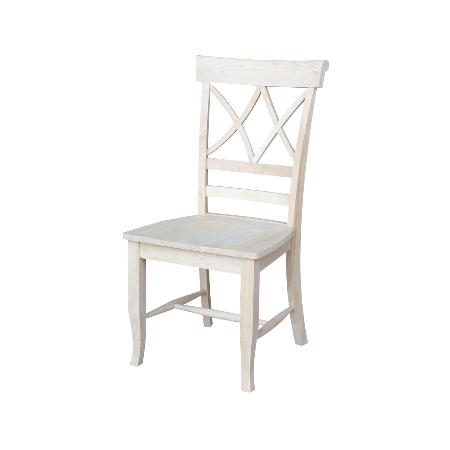 Set of Two White Wood Lattice Dining Chairs