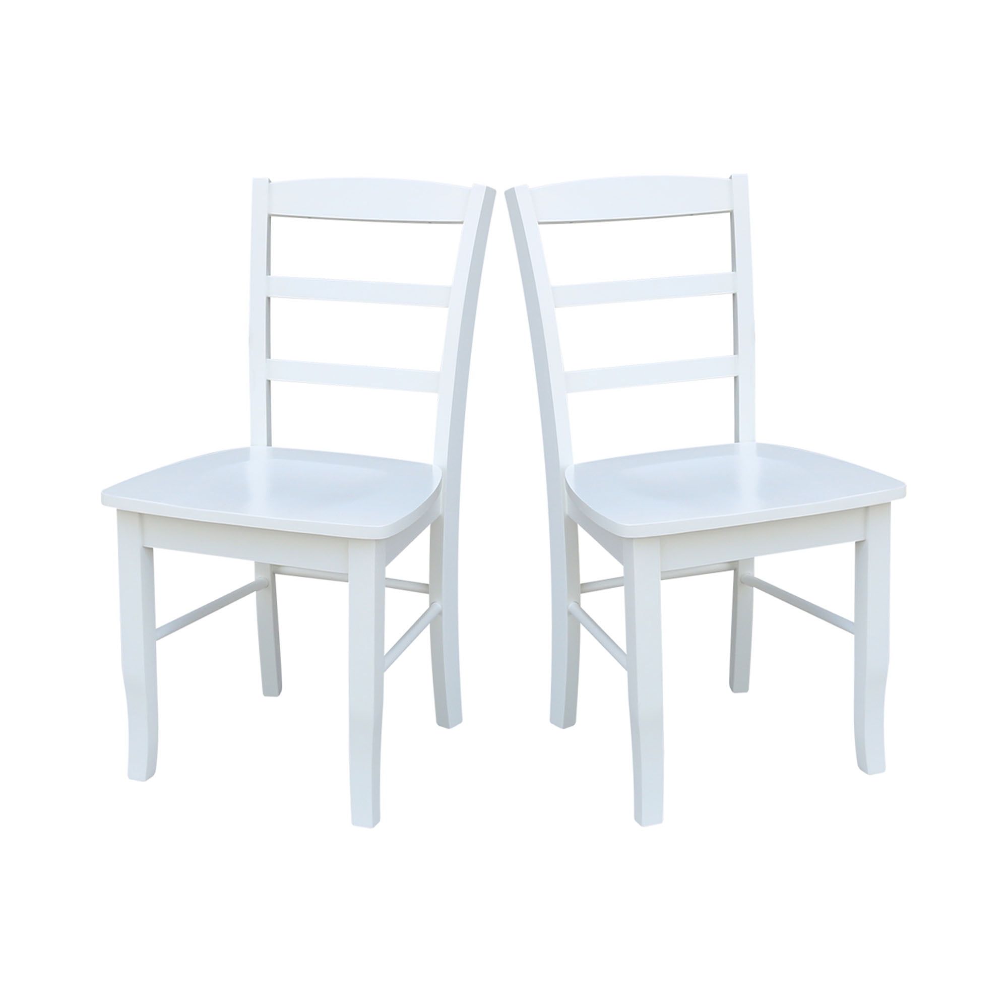 Elegant White Solid Parawood Ladderback Side Chair Set