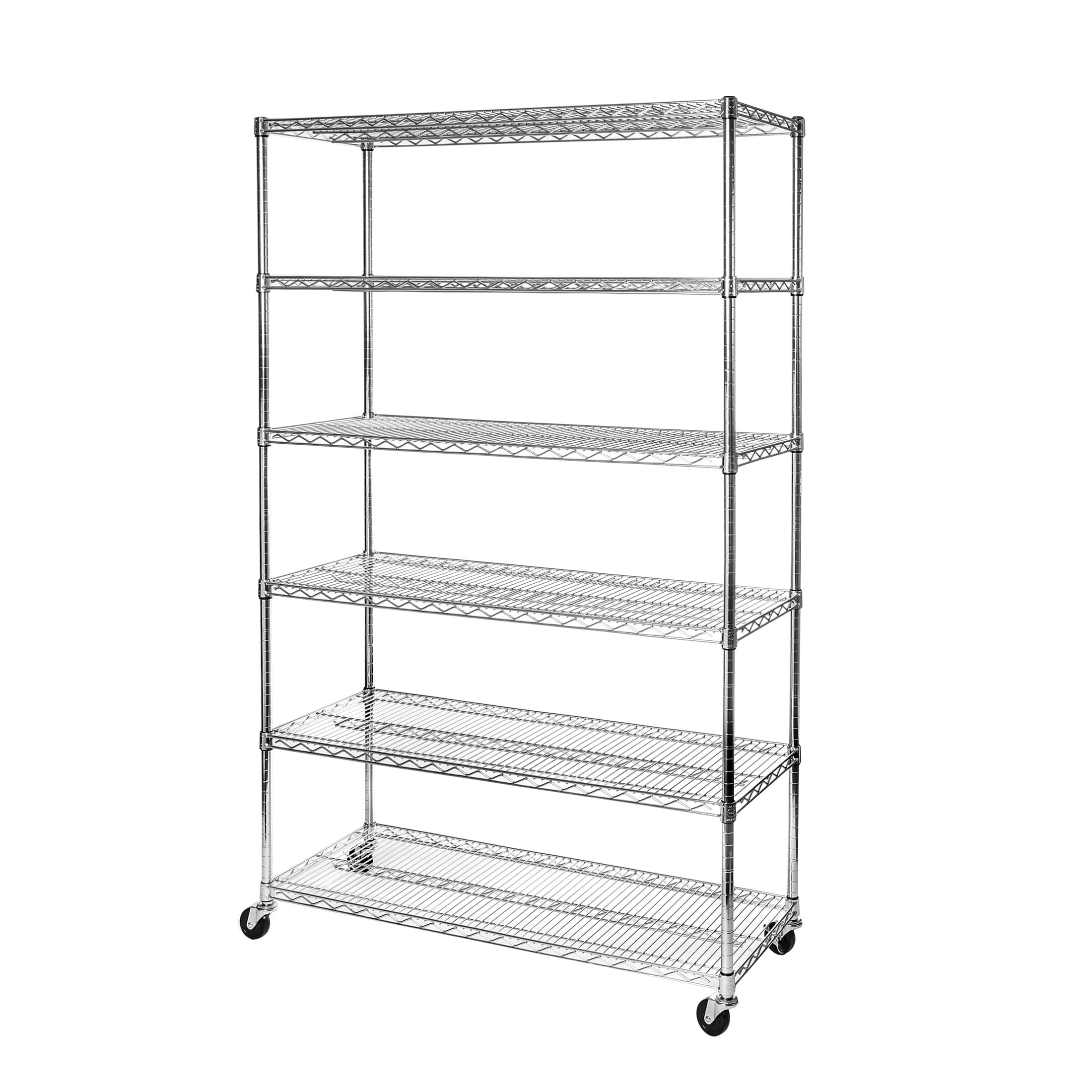 UltraDurable 6-Tier Chrome Steel Wire Shelving with Wheels