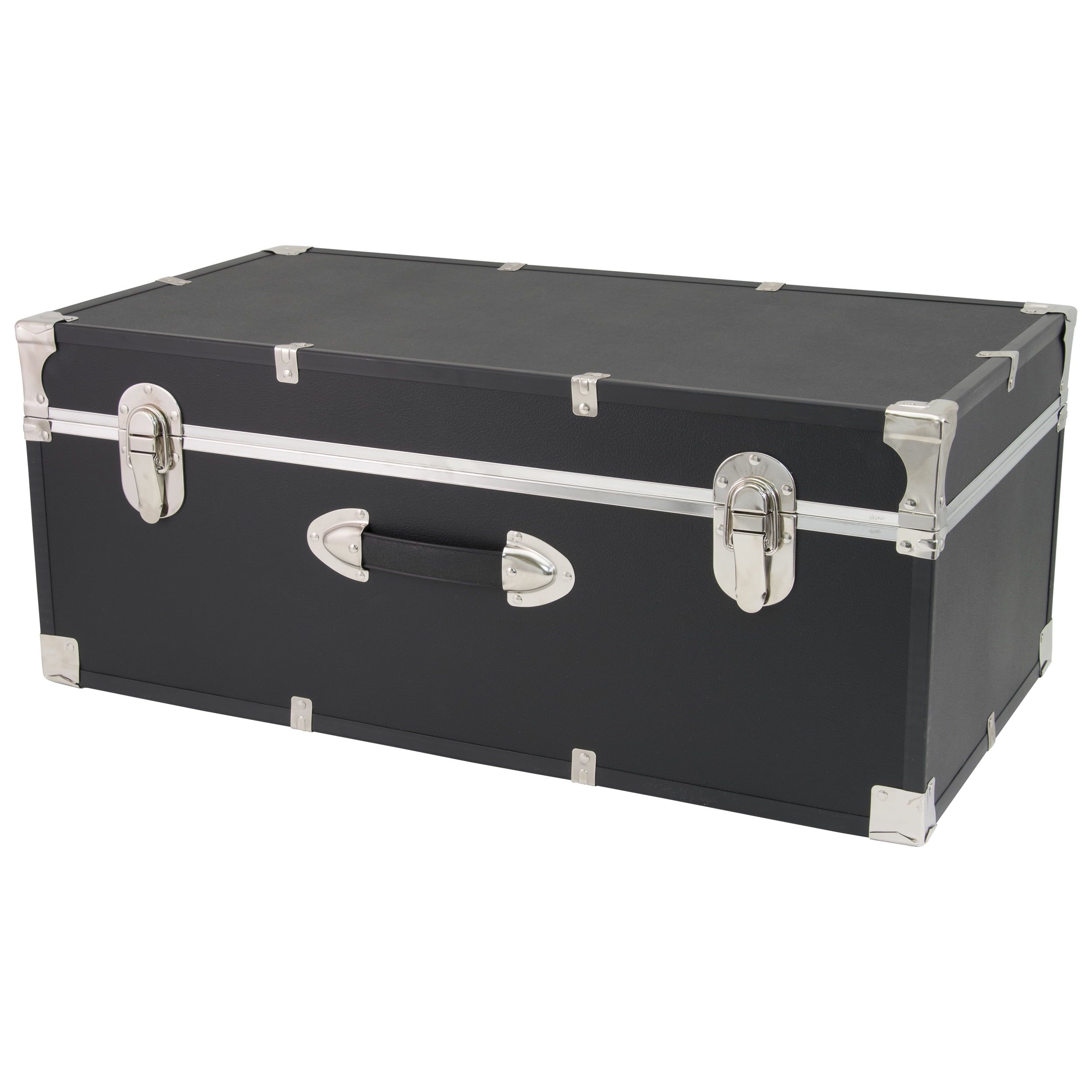 Black 30" Wood and Vinyl Storage Trunk