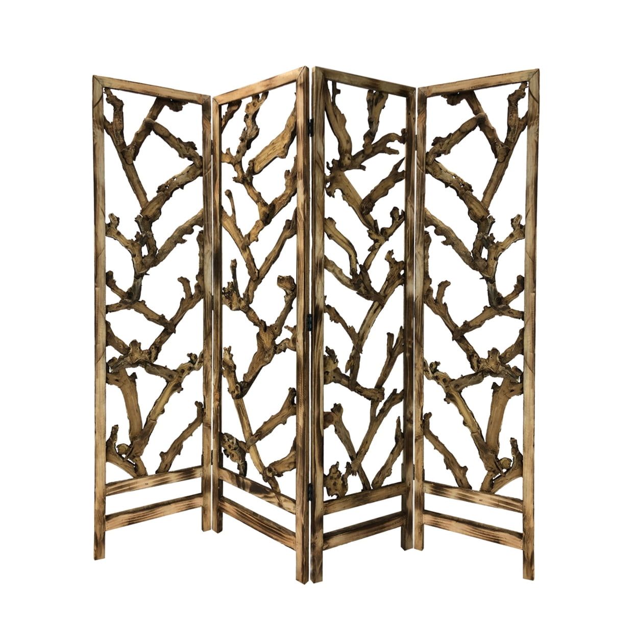 Natural Wood 7ft 4-Panel Folding Room Divider