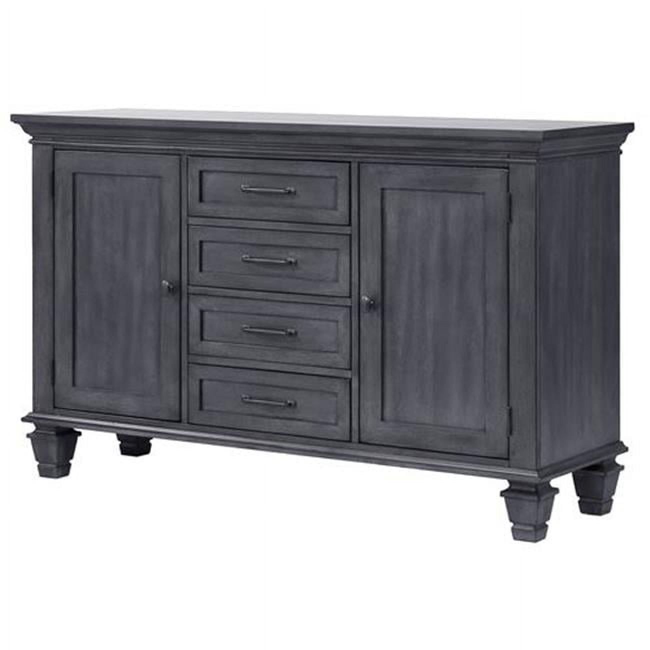 Weathered Gray Oak and Birch Veneer Buffet Credenza