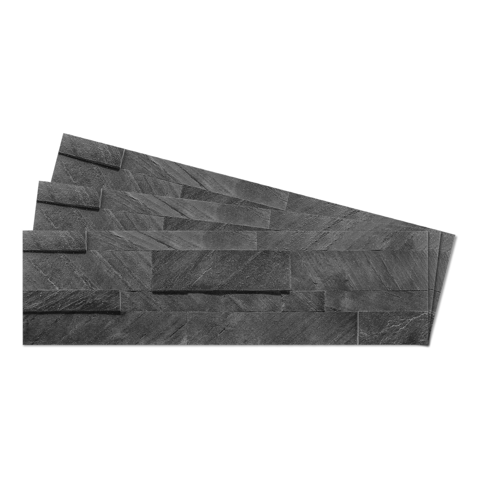 Shadow Gray Quartzite Peel and Stick 3D Stone Tiles Pack