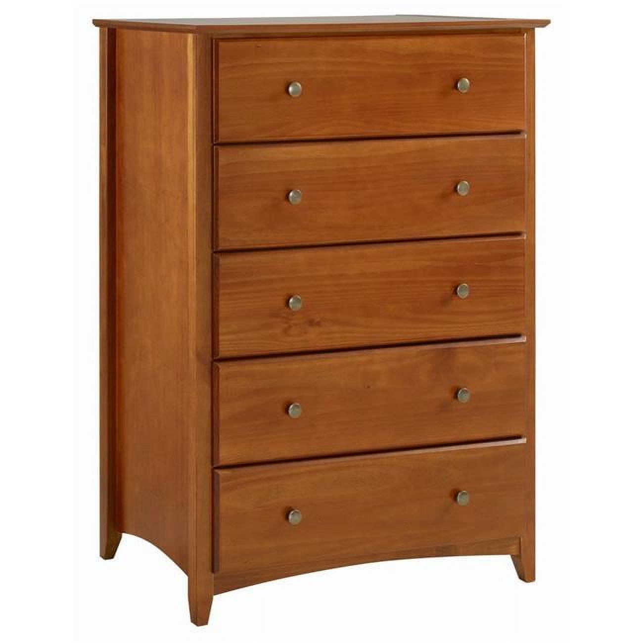 Cherry Finish Shaker Style 5-Drawer Solid Wood Chest