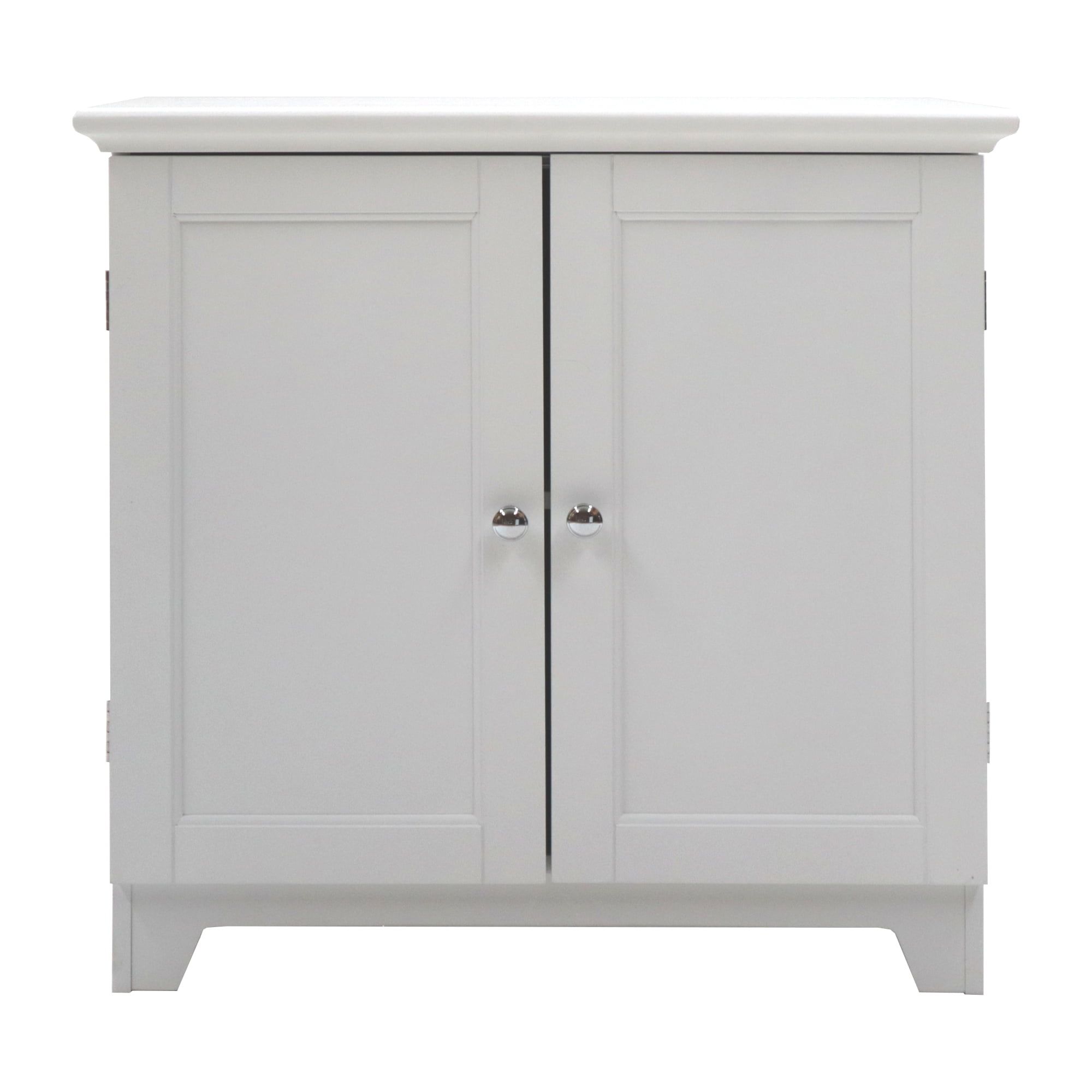 White Shaker Style Double Door Cabinet with Adjustable Shelf