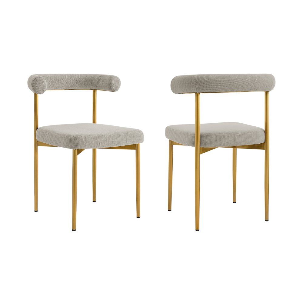 Taupe Faux Leather Upholstered Side Chair with Gold Metal Frame