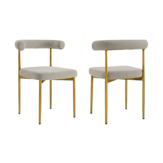 Taupe Faux Leather Upholstered Side Chair with Gold Metal Frame