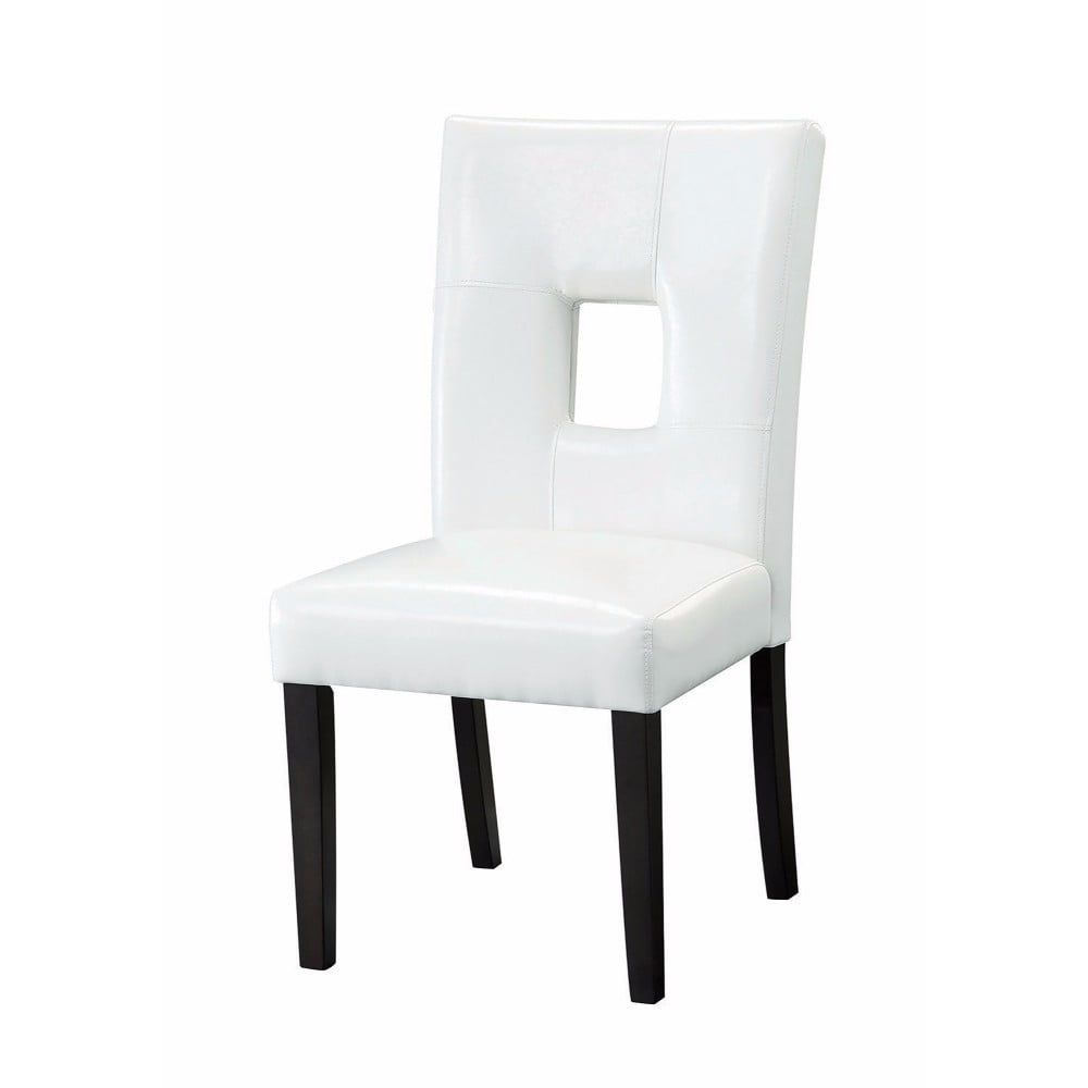 White Faux Leather Upholstered Parsons Side Chair with Wood Legs