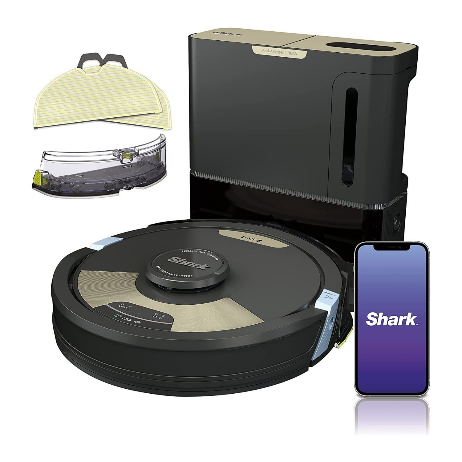 Black Cordless 2-in-1 Robot Vacuum and Mop with HEPA Filter