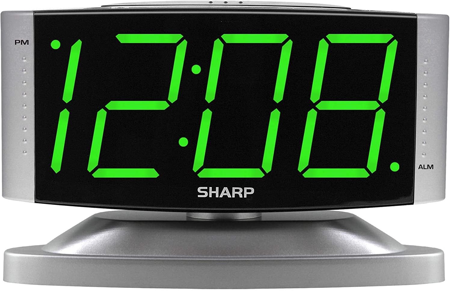 Sharp Silver LED Digital Alarm Clock with Swivel Base