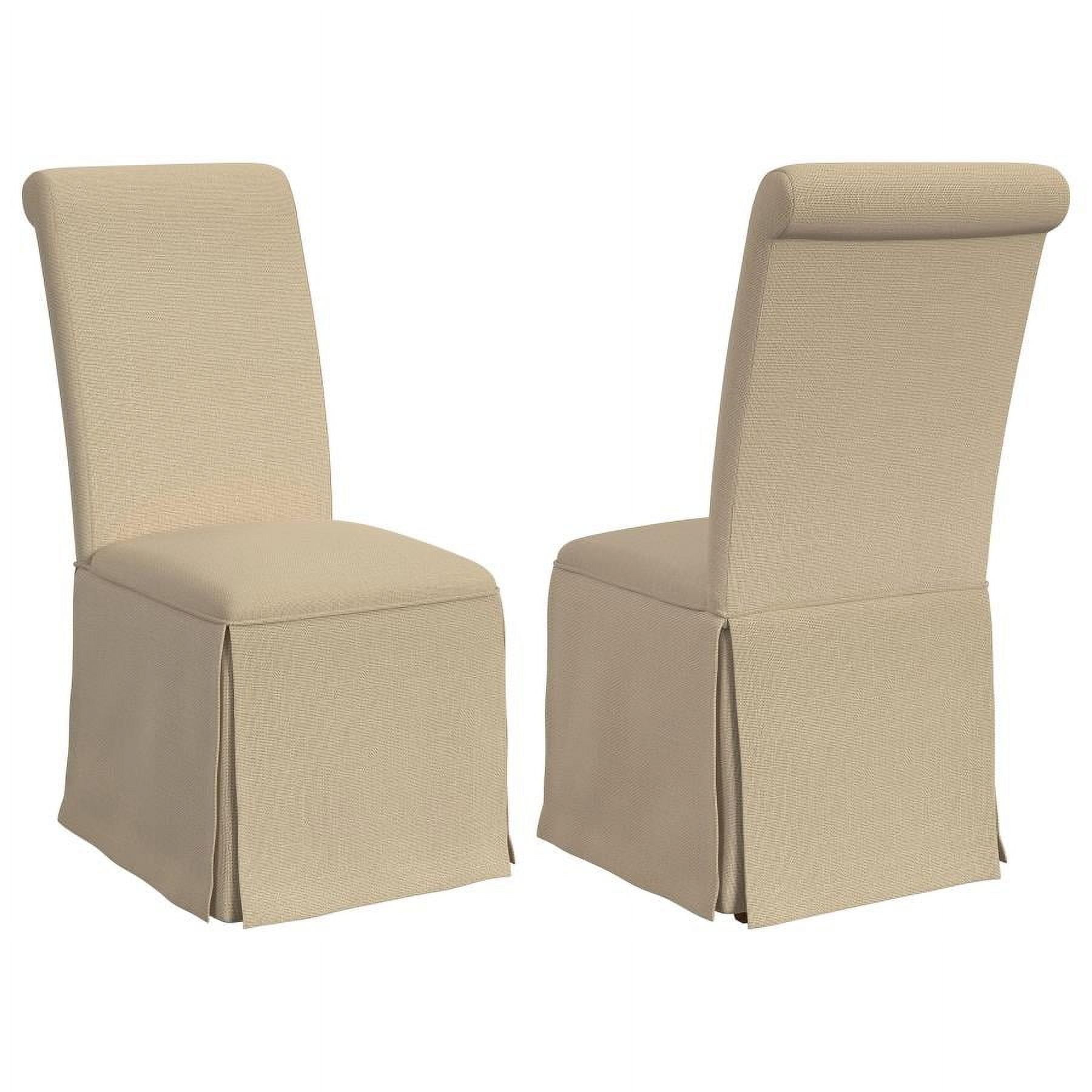 Beige Upholstered High Back Parsons Side Chair with Skirted Design
