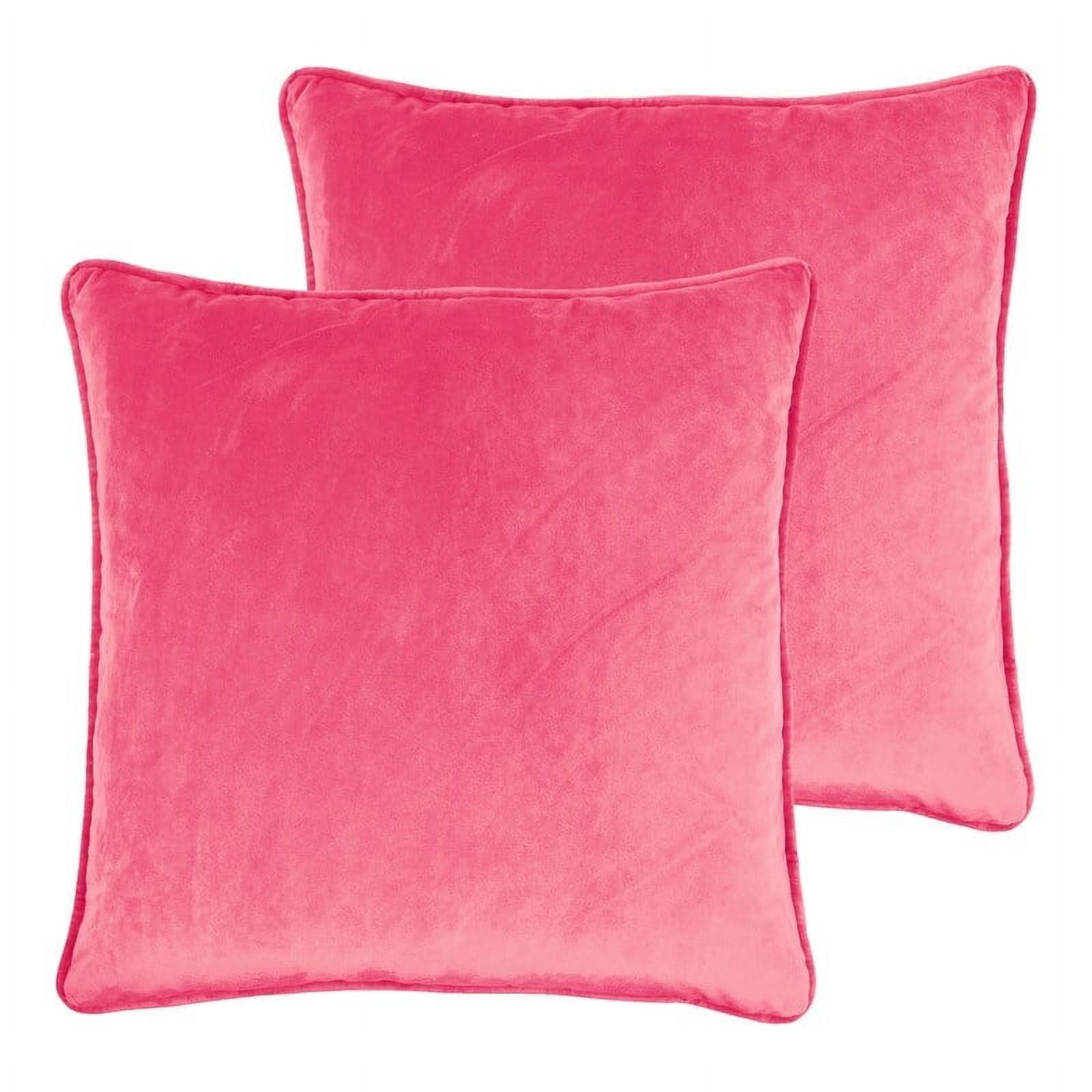 Fuschia Pink Velvet Corded Edge Pillow Set with Polyester Insert